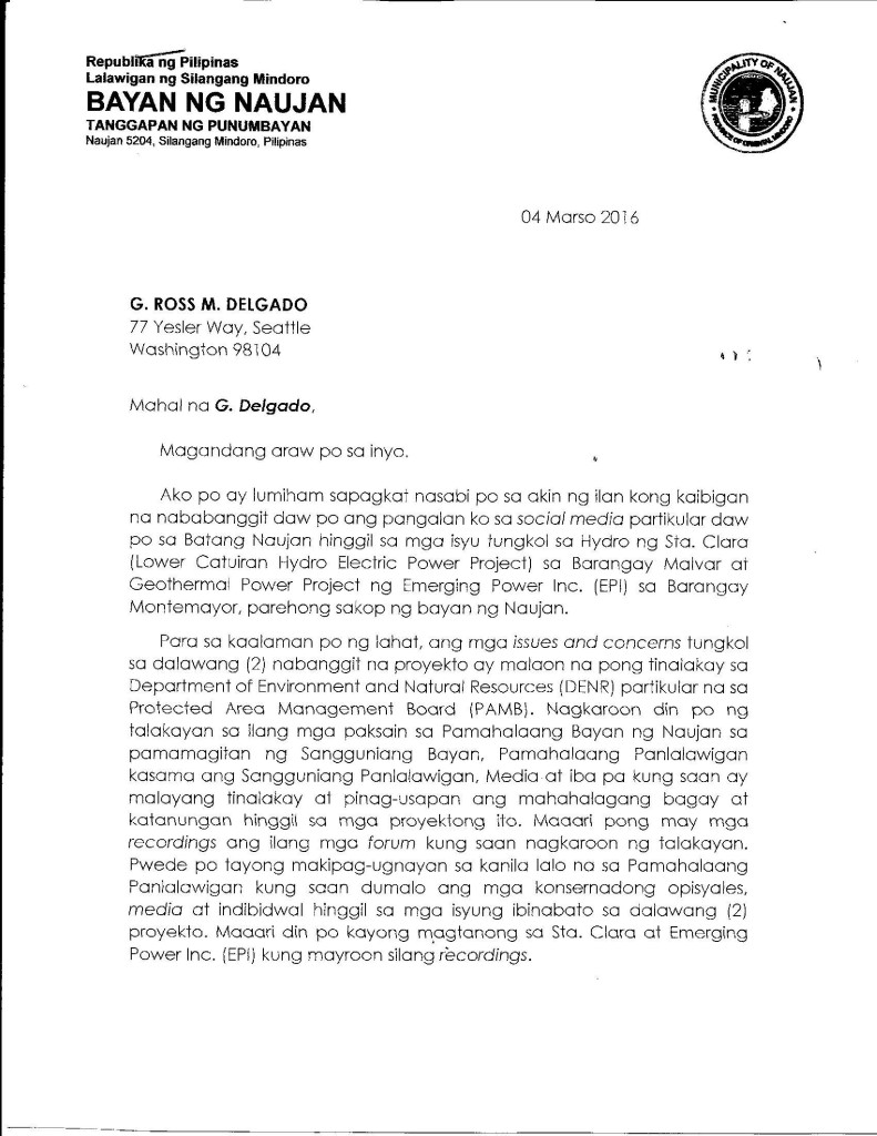 Clarification of Mayor Marcos p1